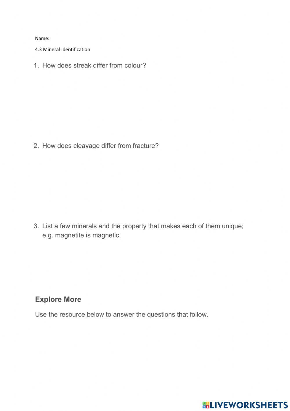 4.3 Mineral Identification