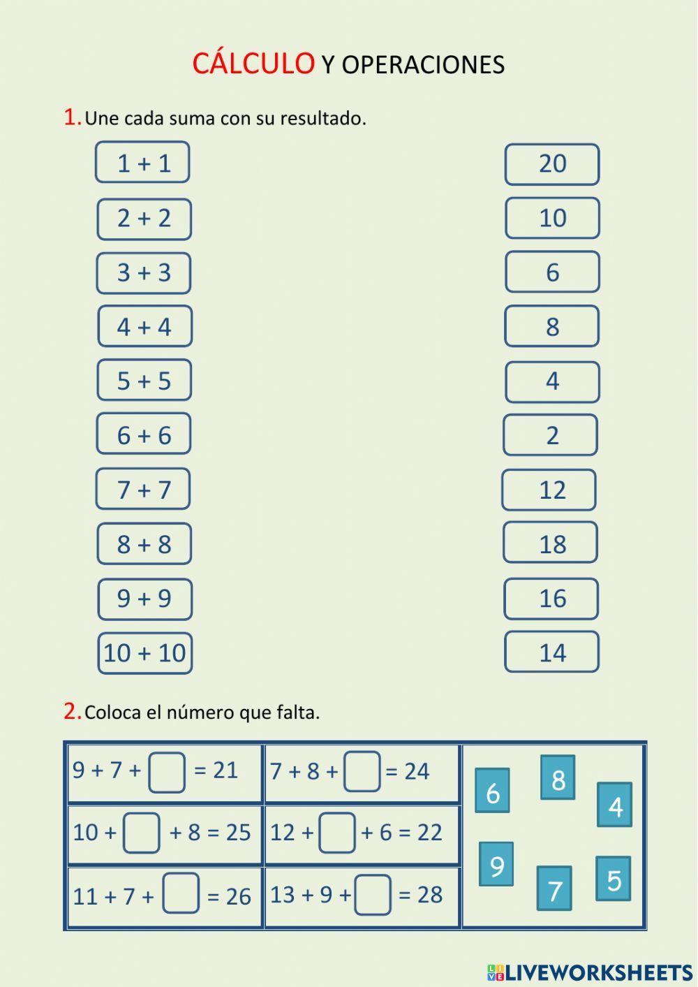 Cálculo y operaciones