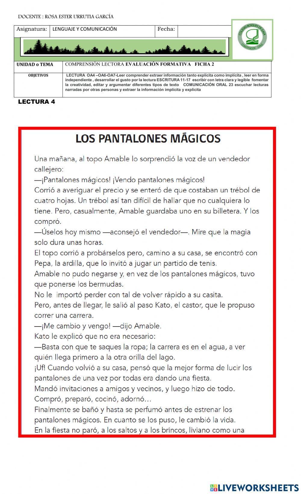 Lecturas comprensivas