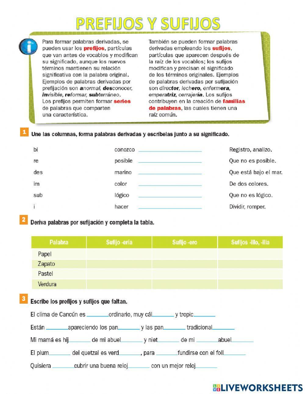 Prefijos Y Sufijos Activity Live Worksheets – Modafinil24