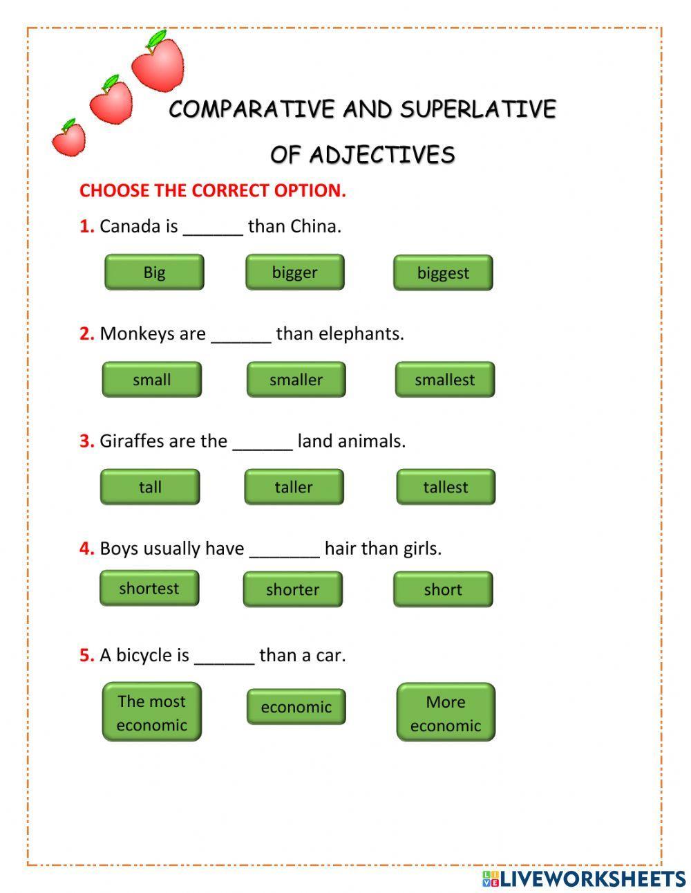 Comparative and superlative of adjectives Comparative and superlative of adjectives