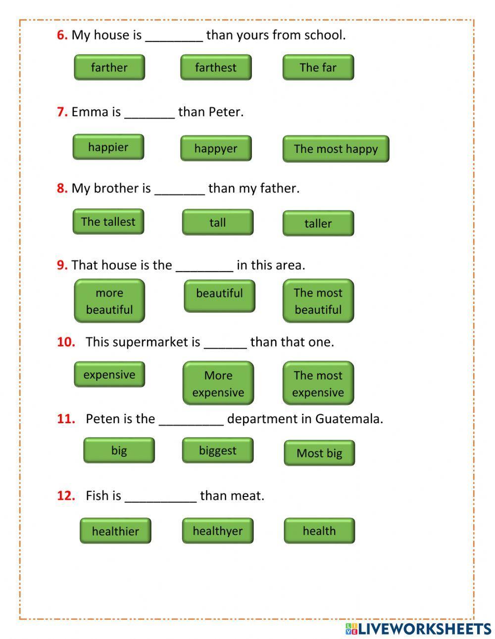 Comparative and superlative of adjectives