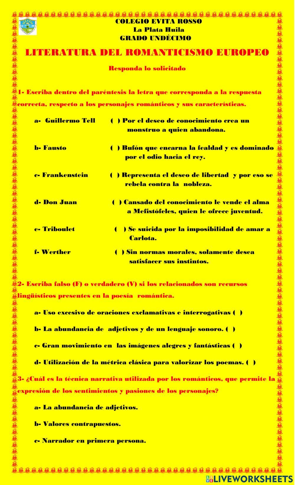 Literatura del romanticismo europeo