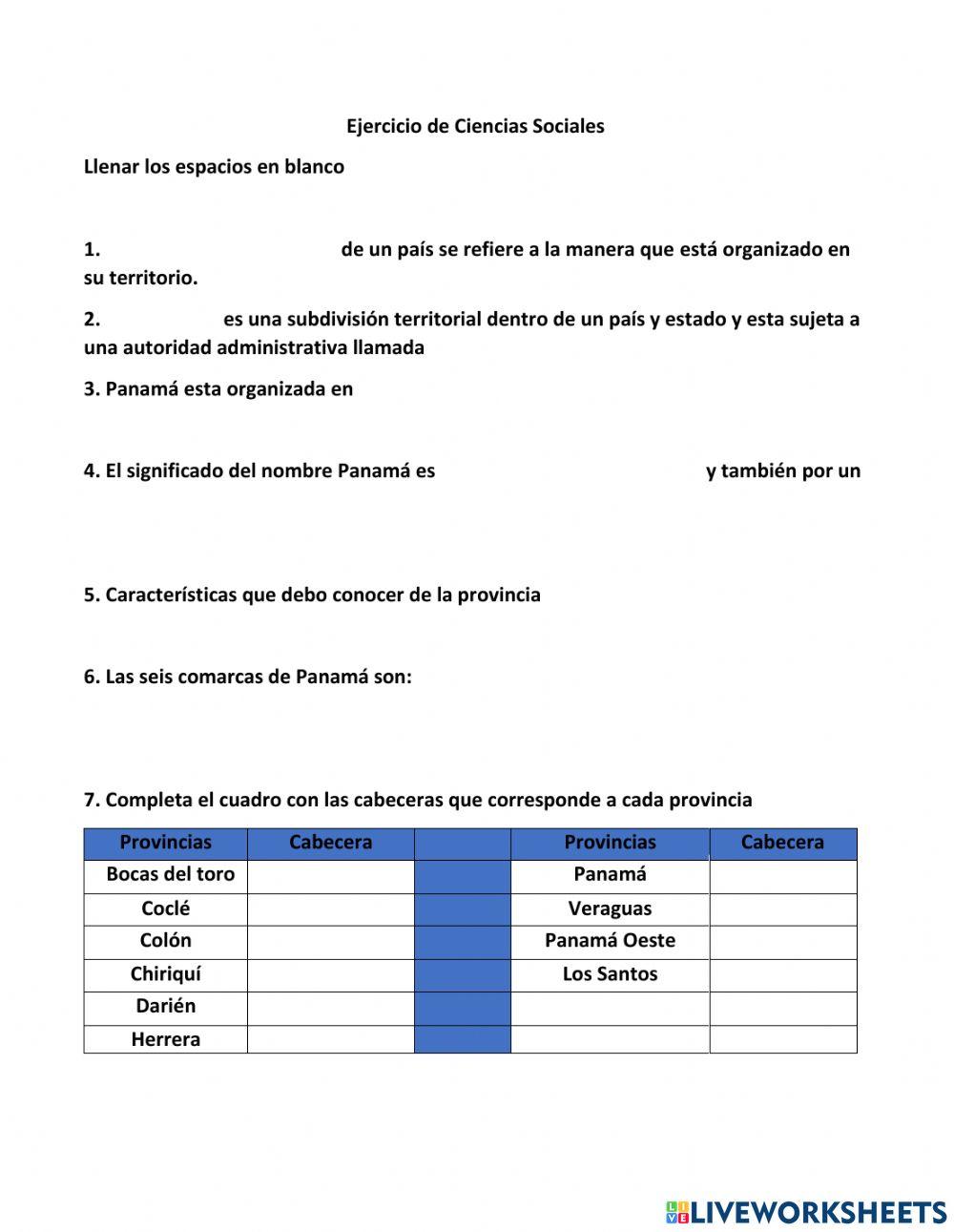 División político-Administrativa de Panamá