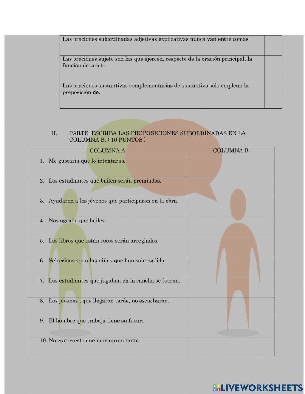 Oraciones subordinadas