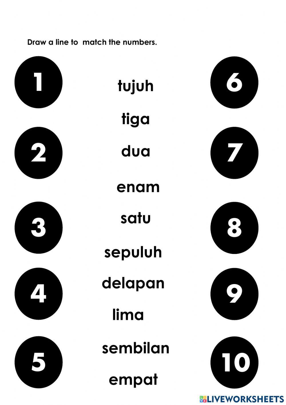 Indonesian Numbers 1- 10