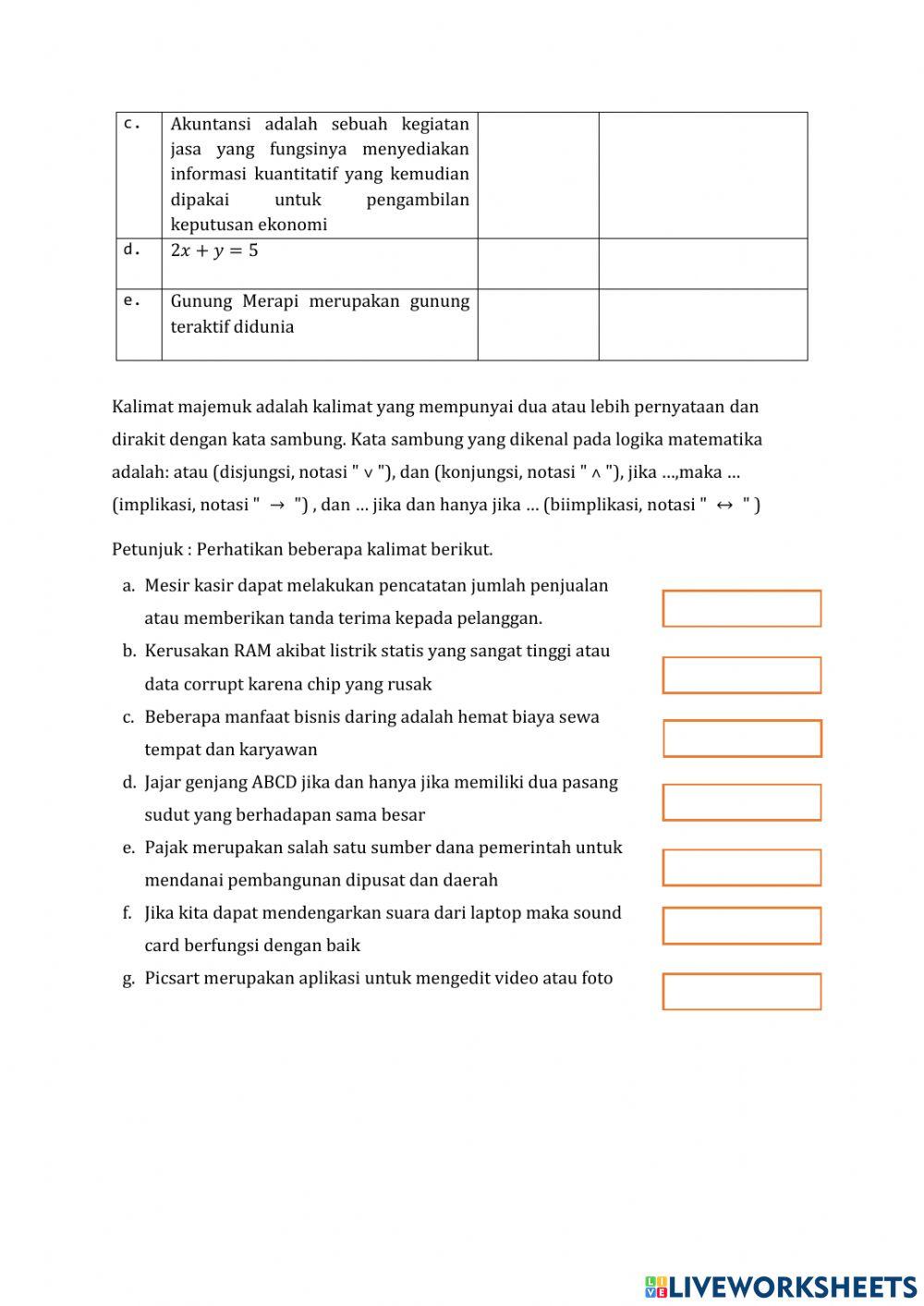 LKPD 1 kalimat terbuka, pernyataan, kalimat majemuk