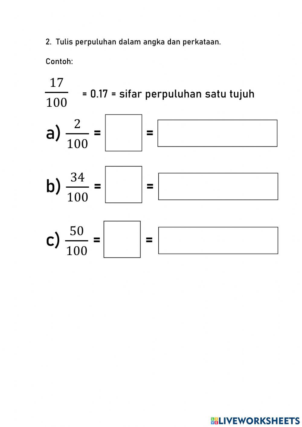 Pecahan perseratus dan perpuluhan