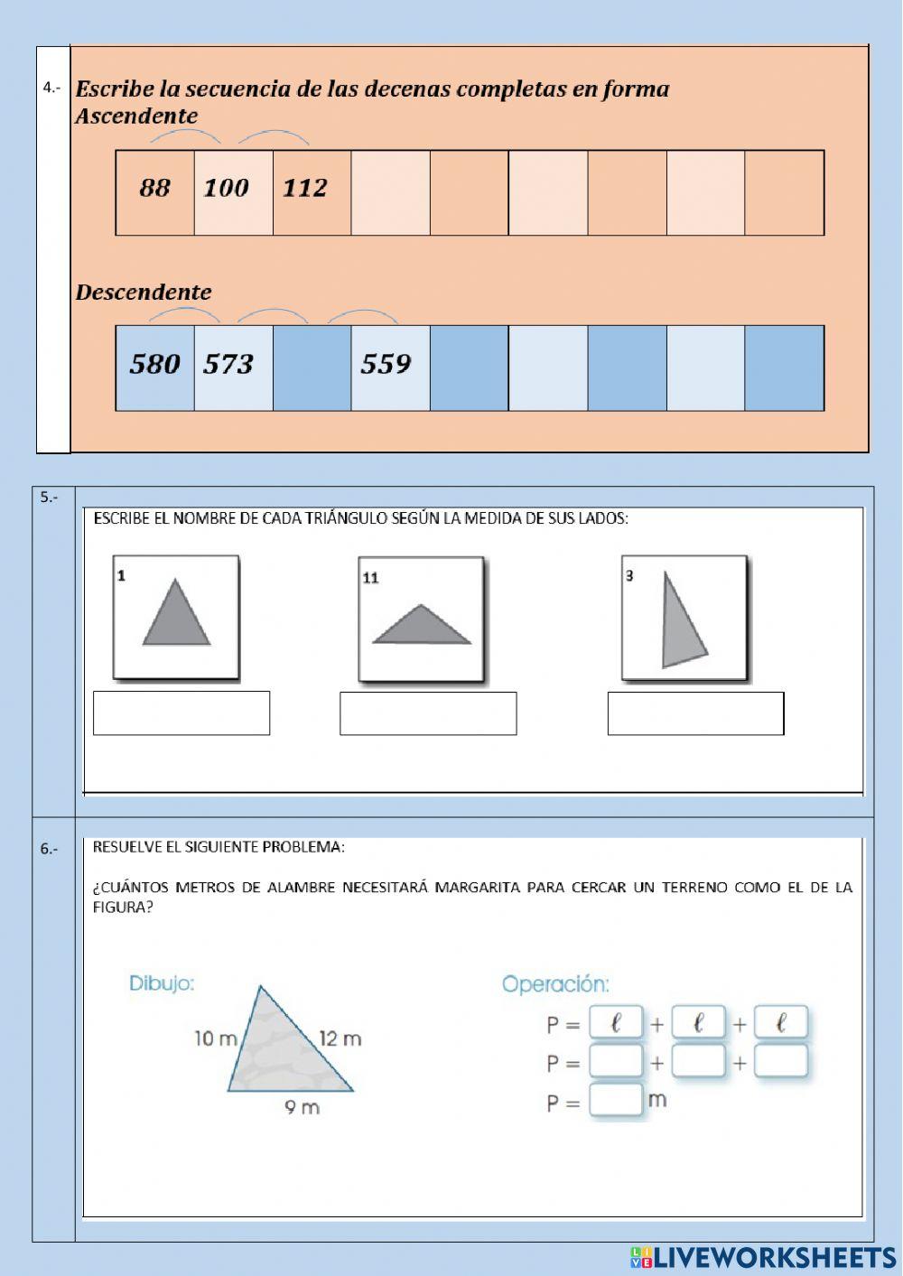 Tarea diagnóstica de Matemática