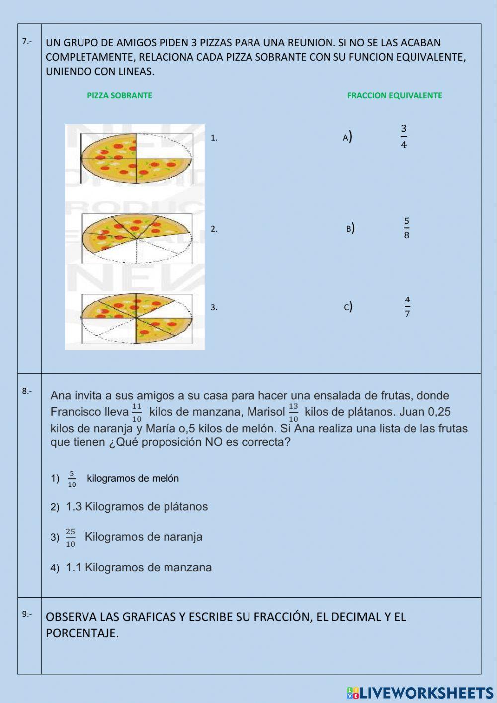 Tarea diagnóstica de Matemática