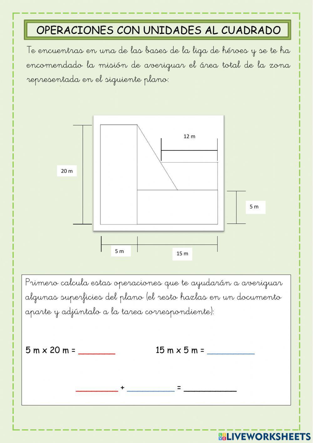 Operaciones con unidades al cuadrado y representación gráfica Operaciones con unidades al cuadrado y representación gráfica