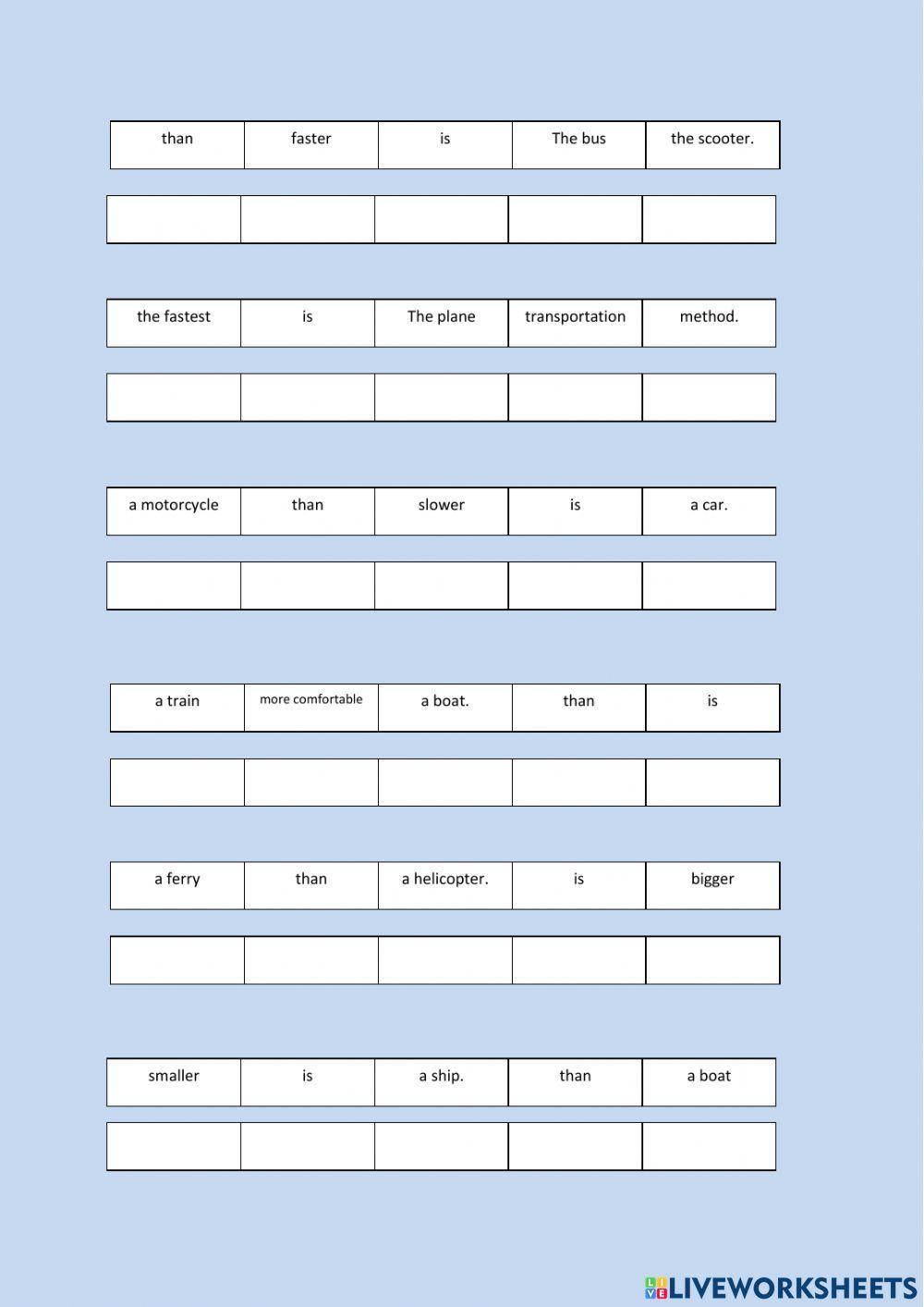 Superlative and comparative adjectives