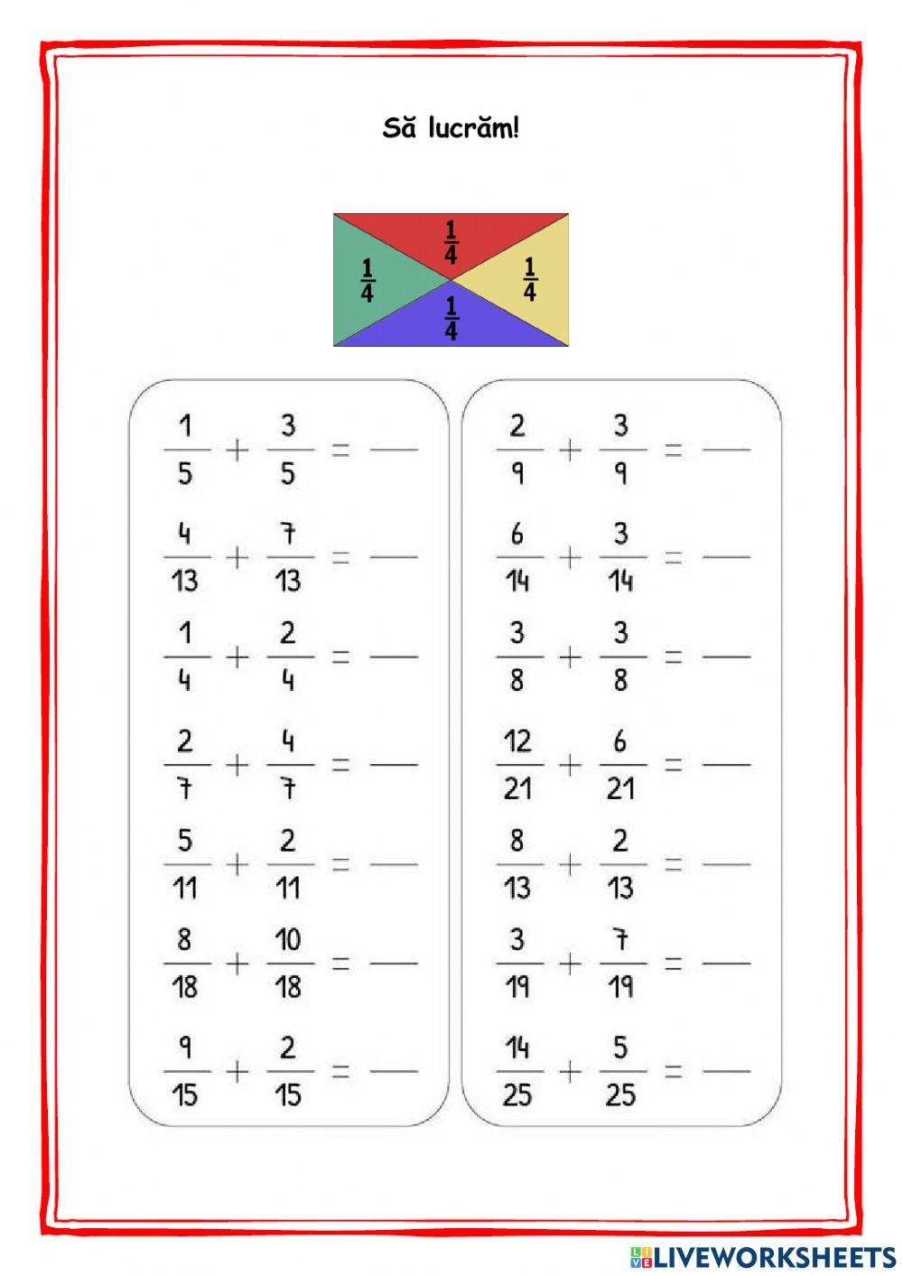 Adunarea fracțiilor 1