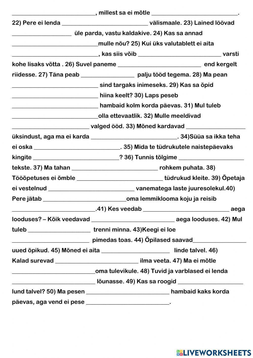 4kl-GRAMMATIKA (INFINITIIVID, TAGASÕNAD, LIHTMINEVIK)