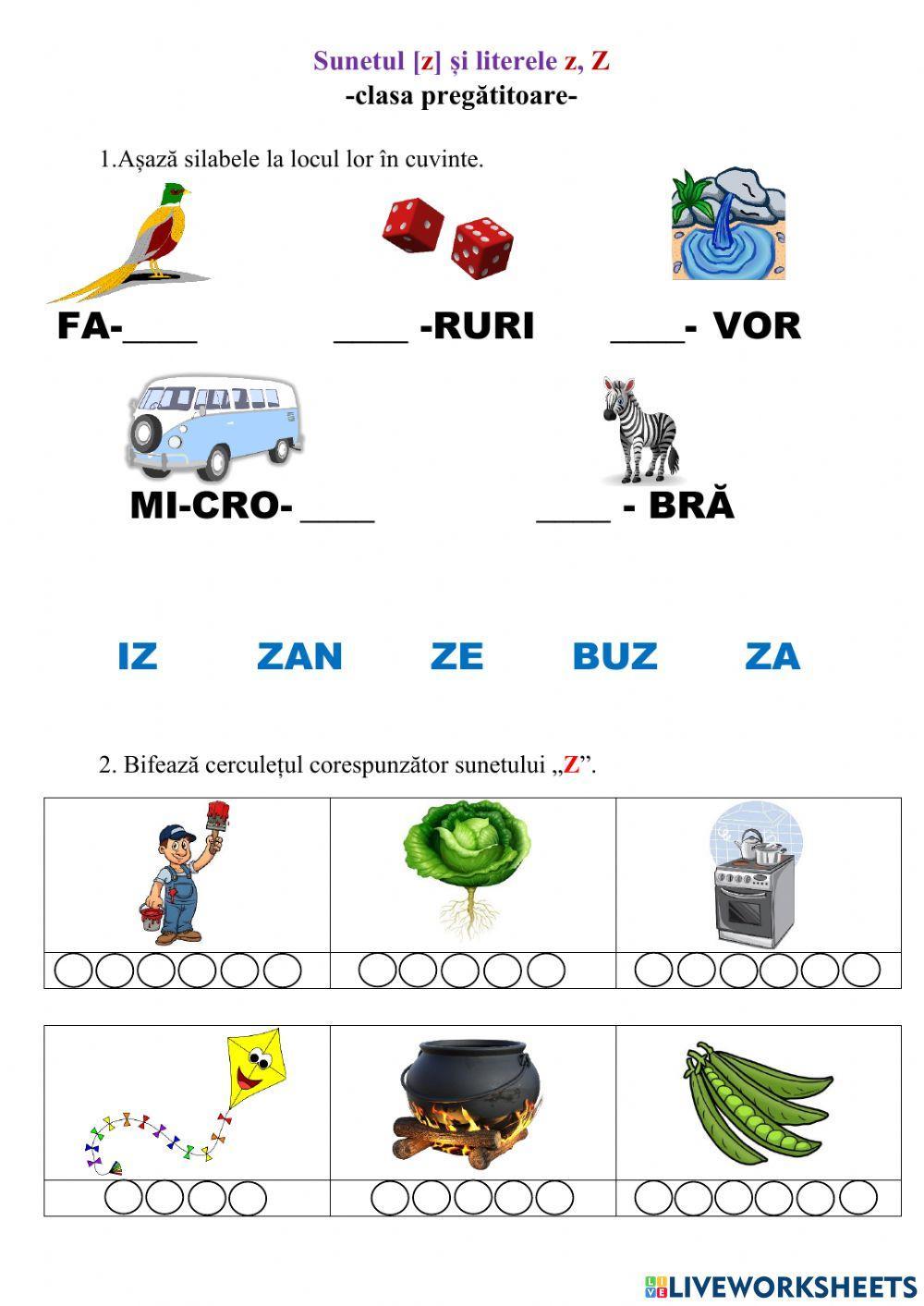Sunetul Z și literele z, Z Sunetul Z și literele z, Z