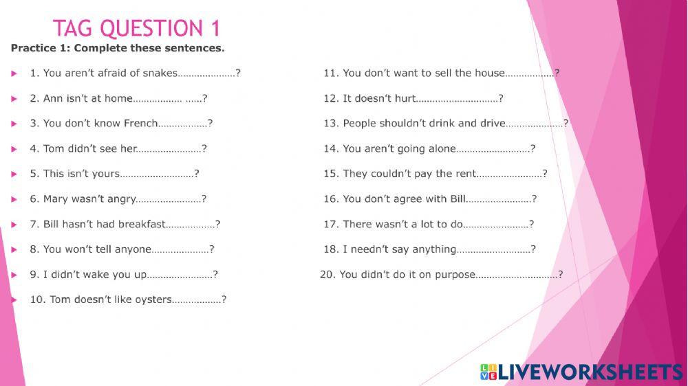 Tag question 1- Lecture