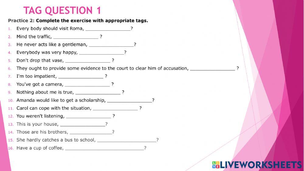Tag question 1- Lecture