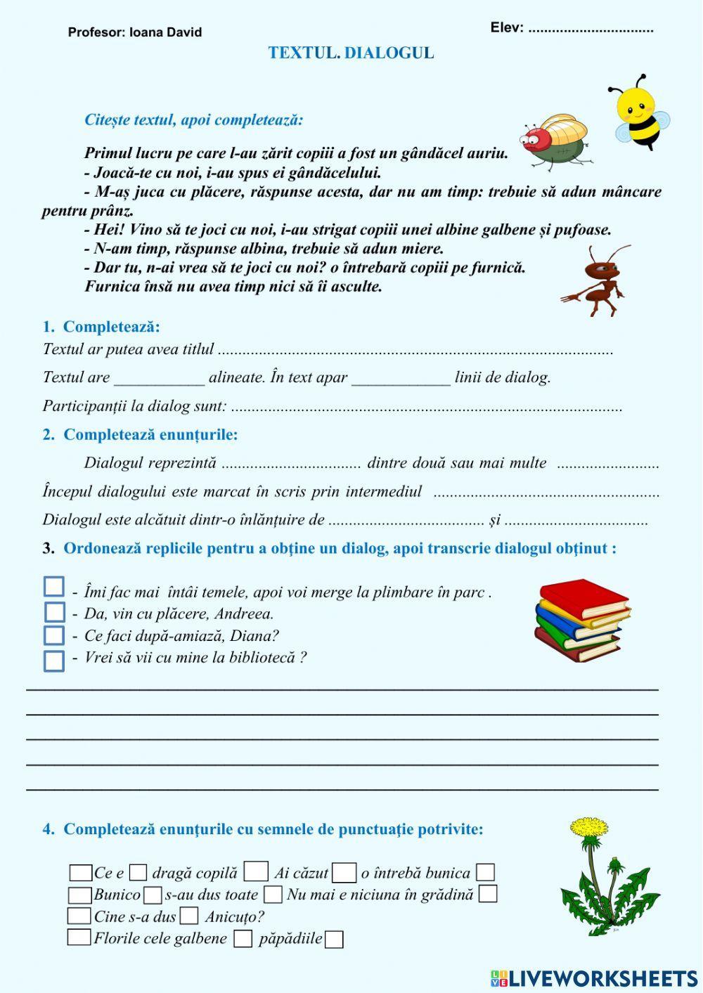 Dialogul, clasa a II-a