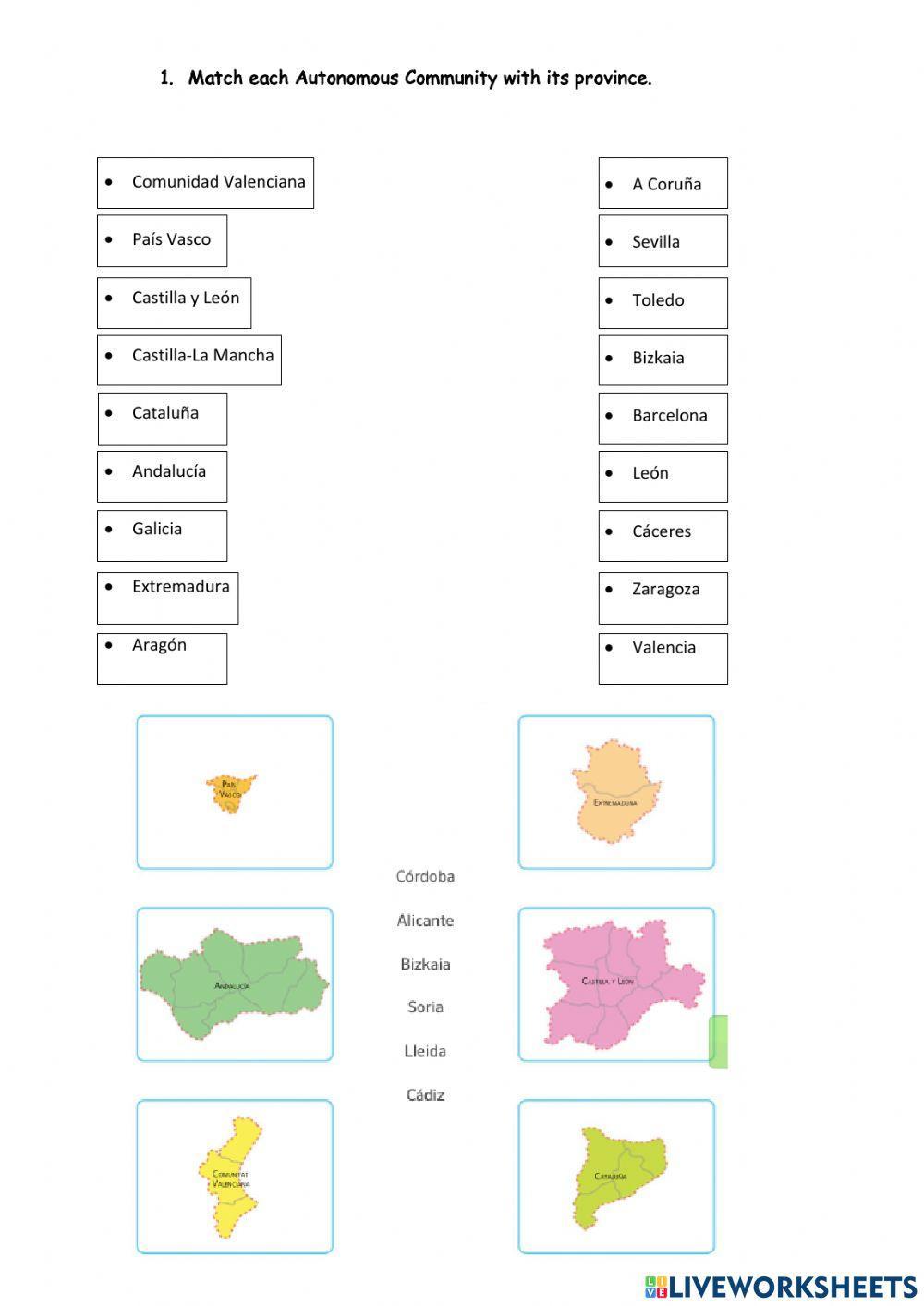 Autonomous Communities and provinces Autonomous Communities and provinces