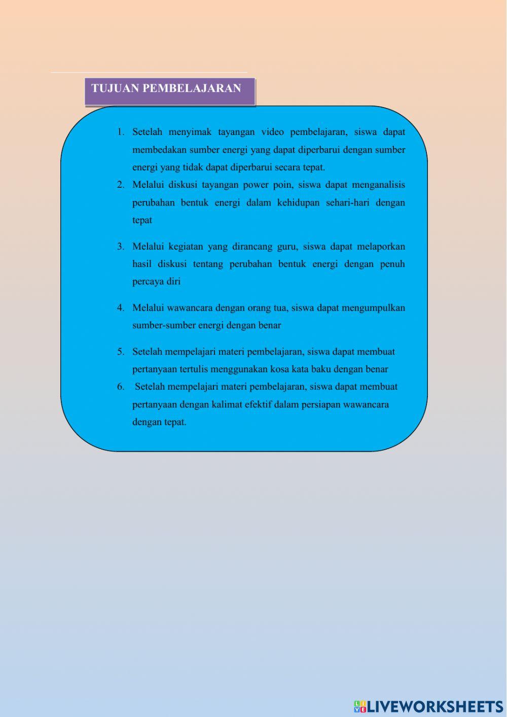 LKPD sumber energi, perubahan bentuk energi dan wawancara