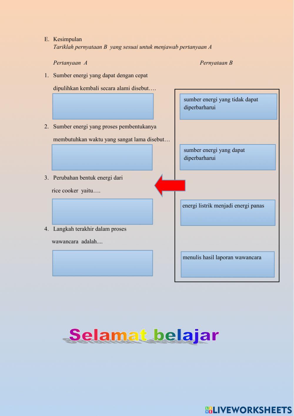 LKPD sumber energi, perubahan bentuk energi dan wawancara