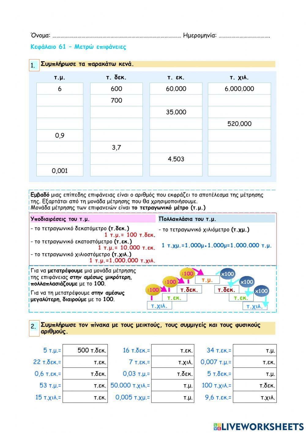 Κεφάλαιο 61 - Μετρώ επιφάνειες