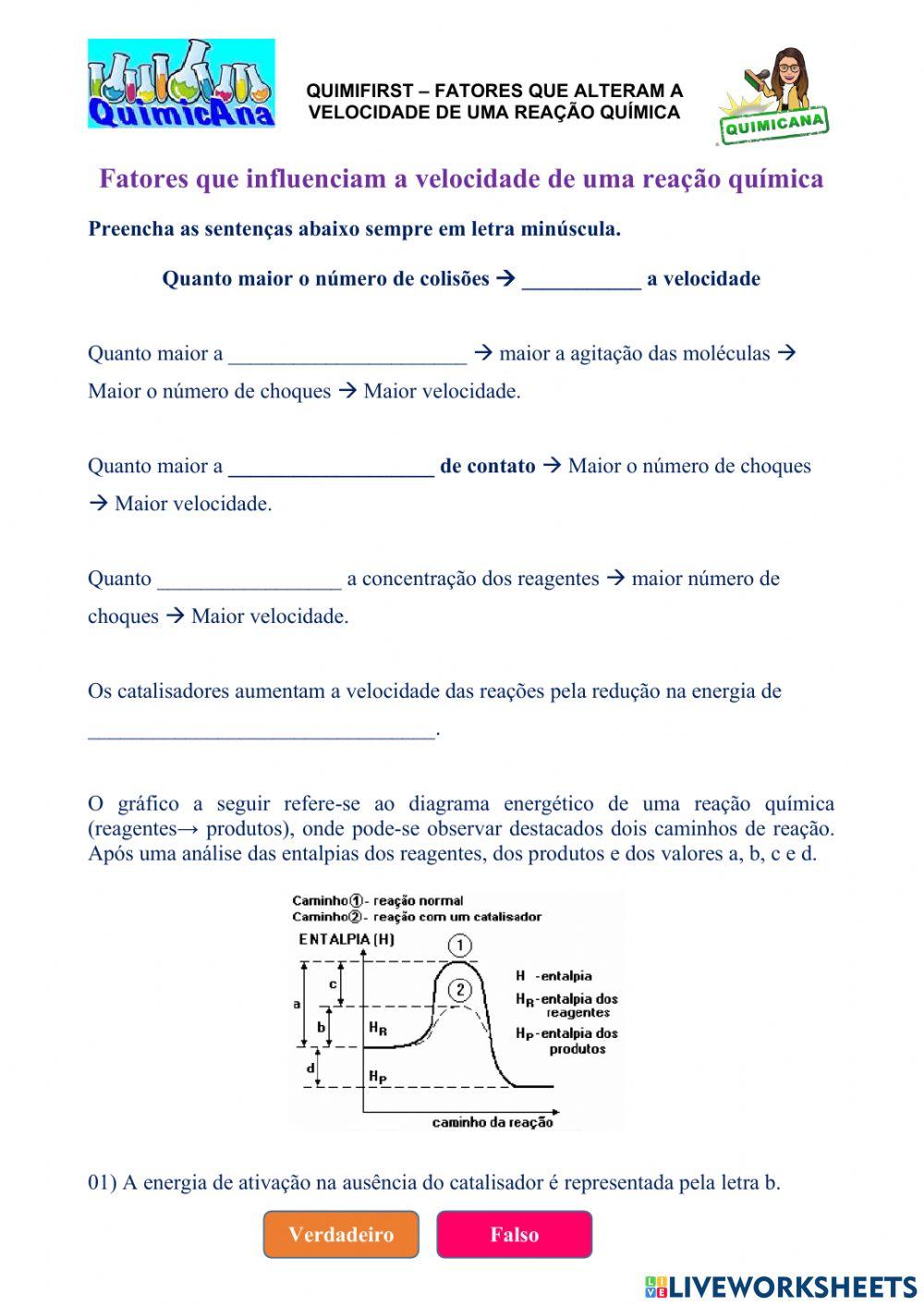 Quimifirst - Fatores que alteram a velocidade das reações
