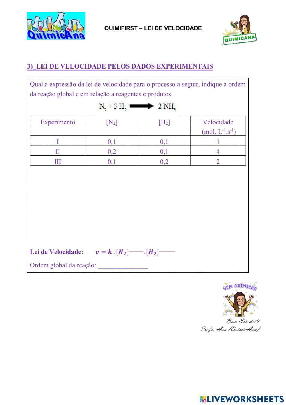 Quimifirst - Lei de Velocidade