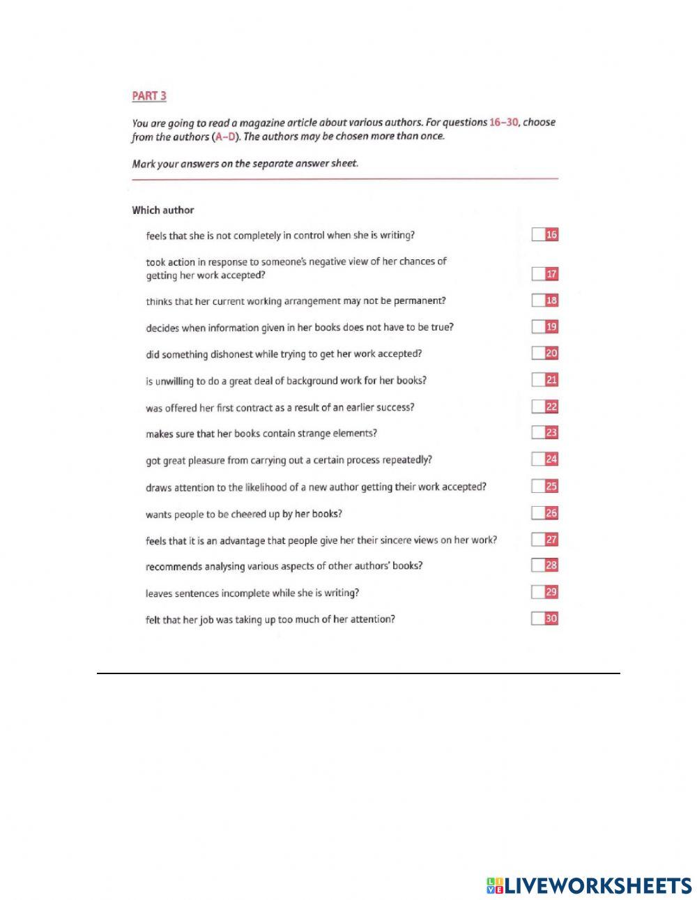 FCE READING AND USE OF ENGLISH PRACTICE