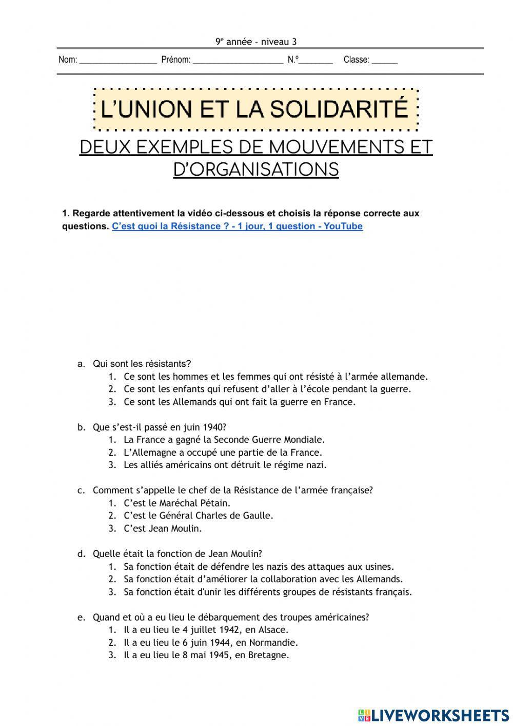 Union et solidarité