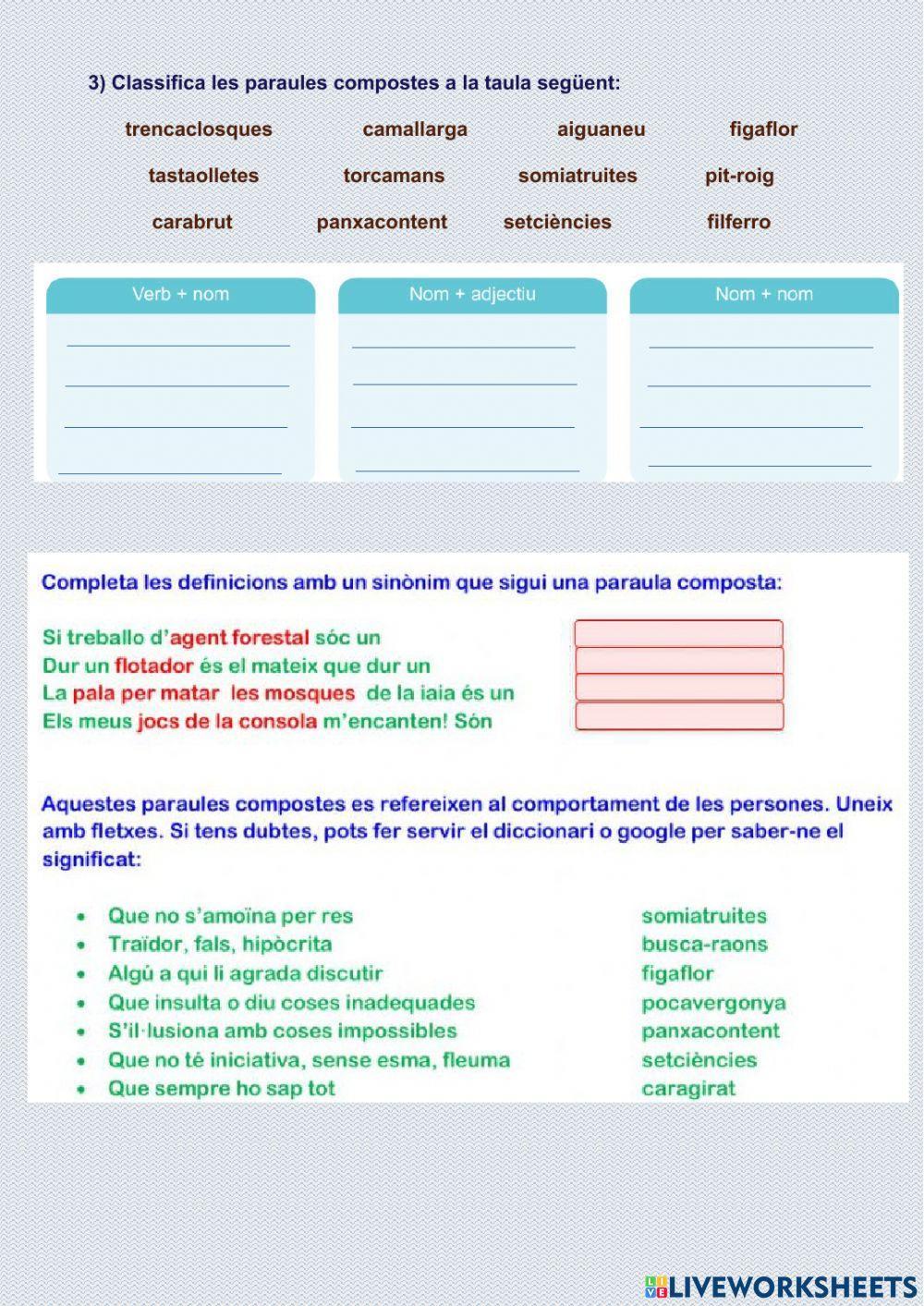 Paraules compostes Paraules compostes