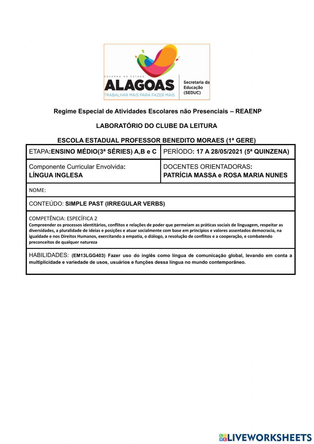 Roteiro -3° série - 5 ° quinzena- Inglês