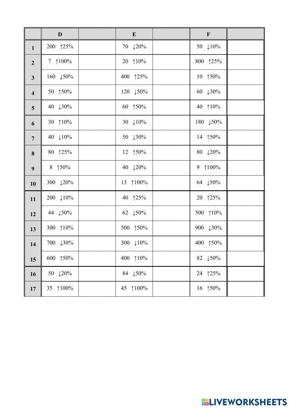 Cálculo mental 27: Porcentaxes II