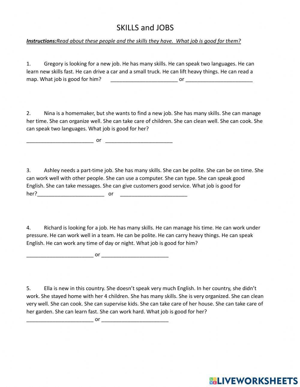 Here are the skills? What job is best?