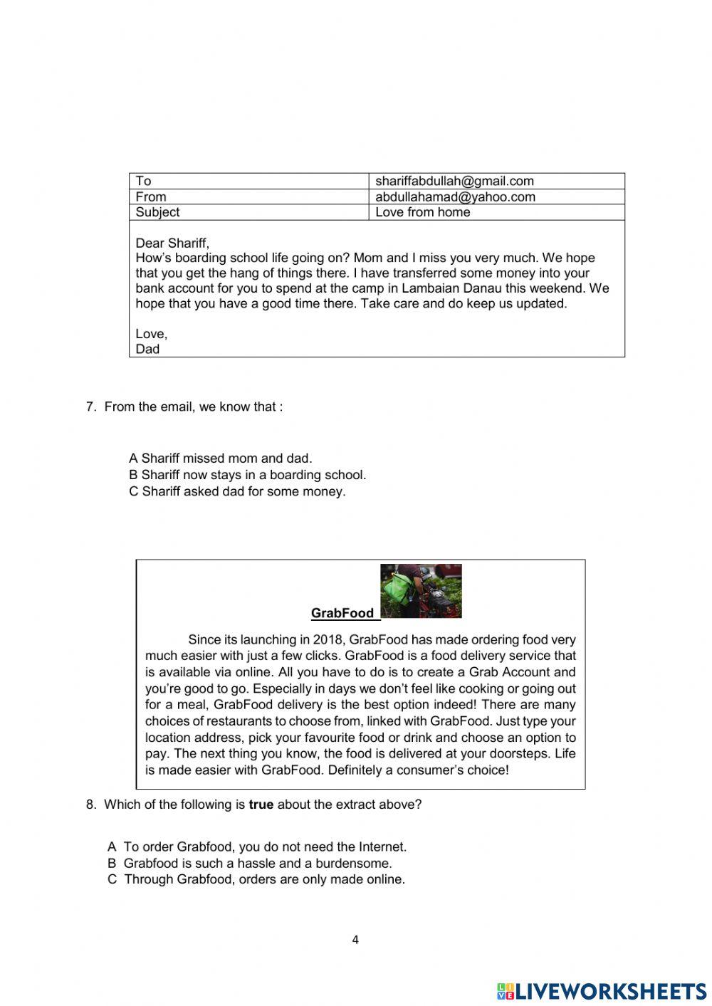 Part 1: Short Texts (MCQ)