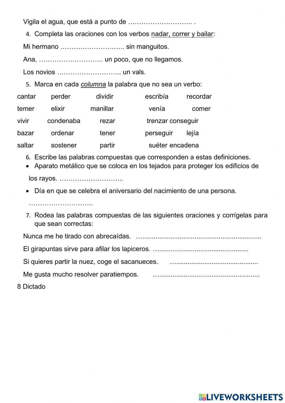Examen lengua Unidad 12 3º primaria