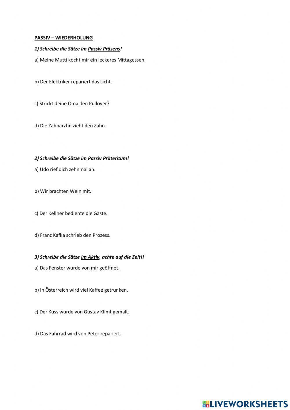 Passiv - Wiederholung