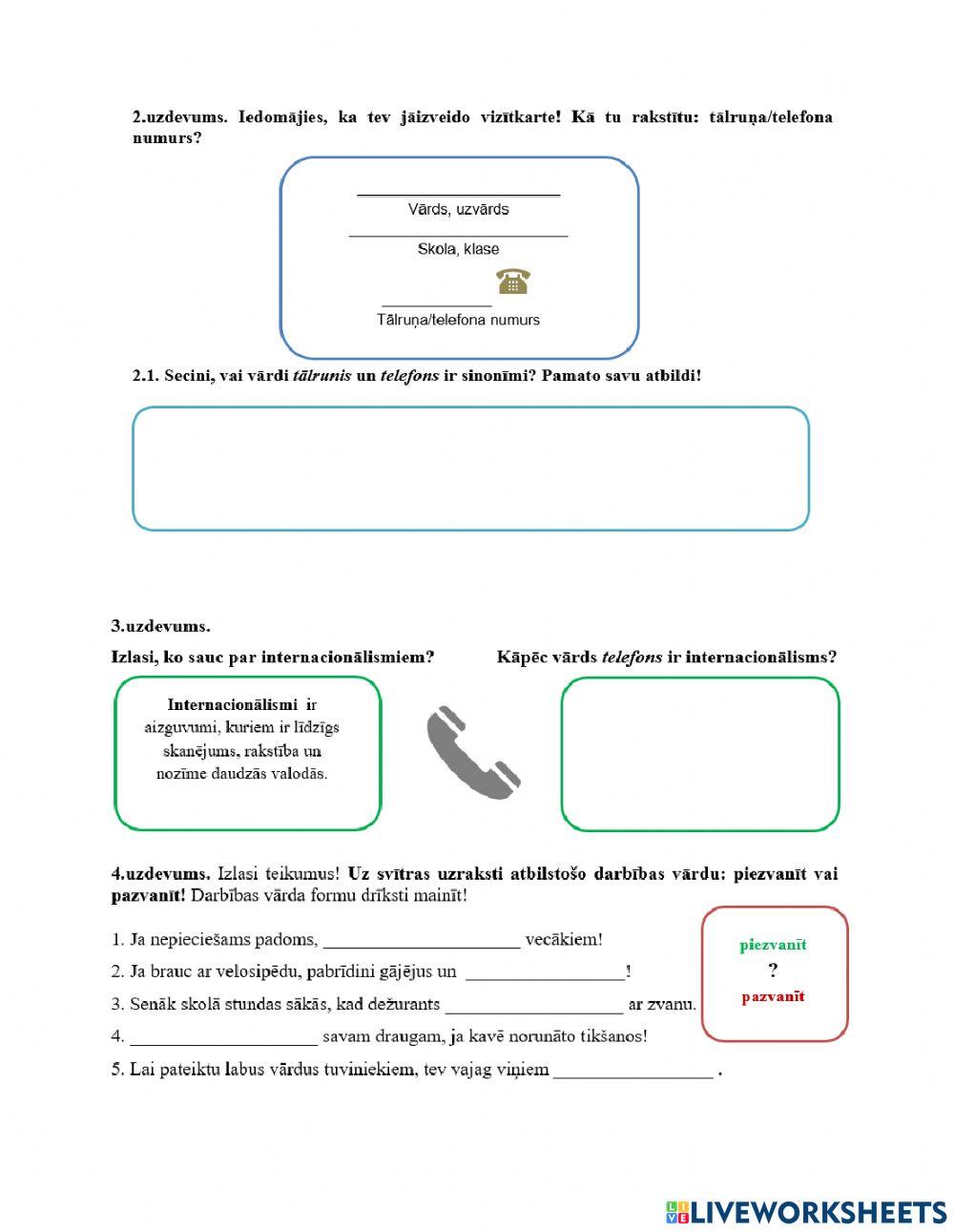Parunāsim pa tālruni.