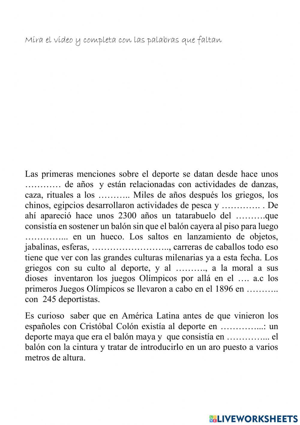 La historia del deporte