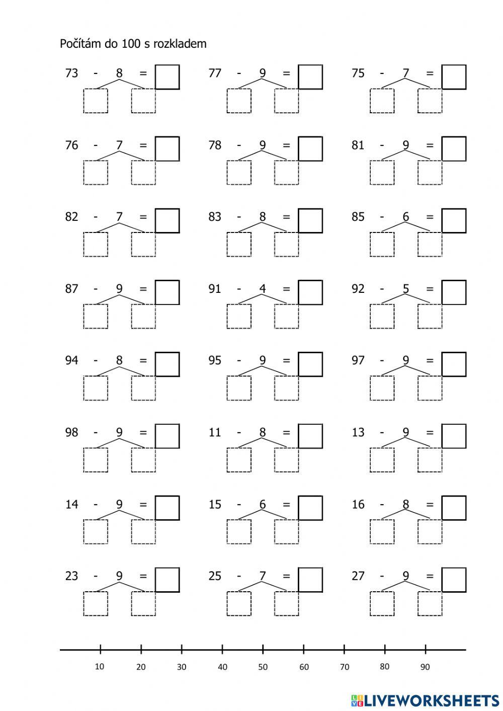 Odčítání do 100 s rozkladem