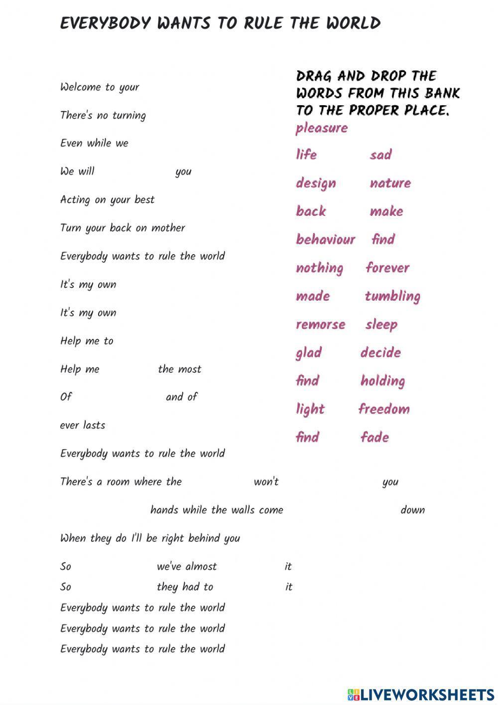 Song: Everybody wants to rule the world