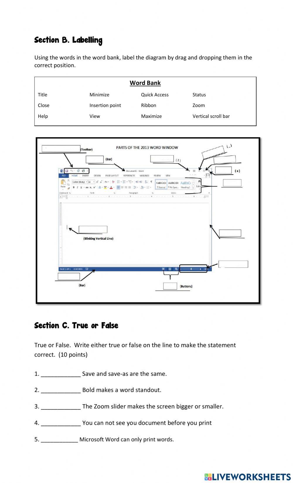 Grade 8 online summer exam word online exercise for live worksheets