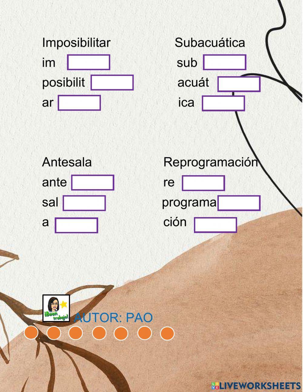 Prefijo, Raíz, Sufijo