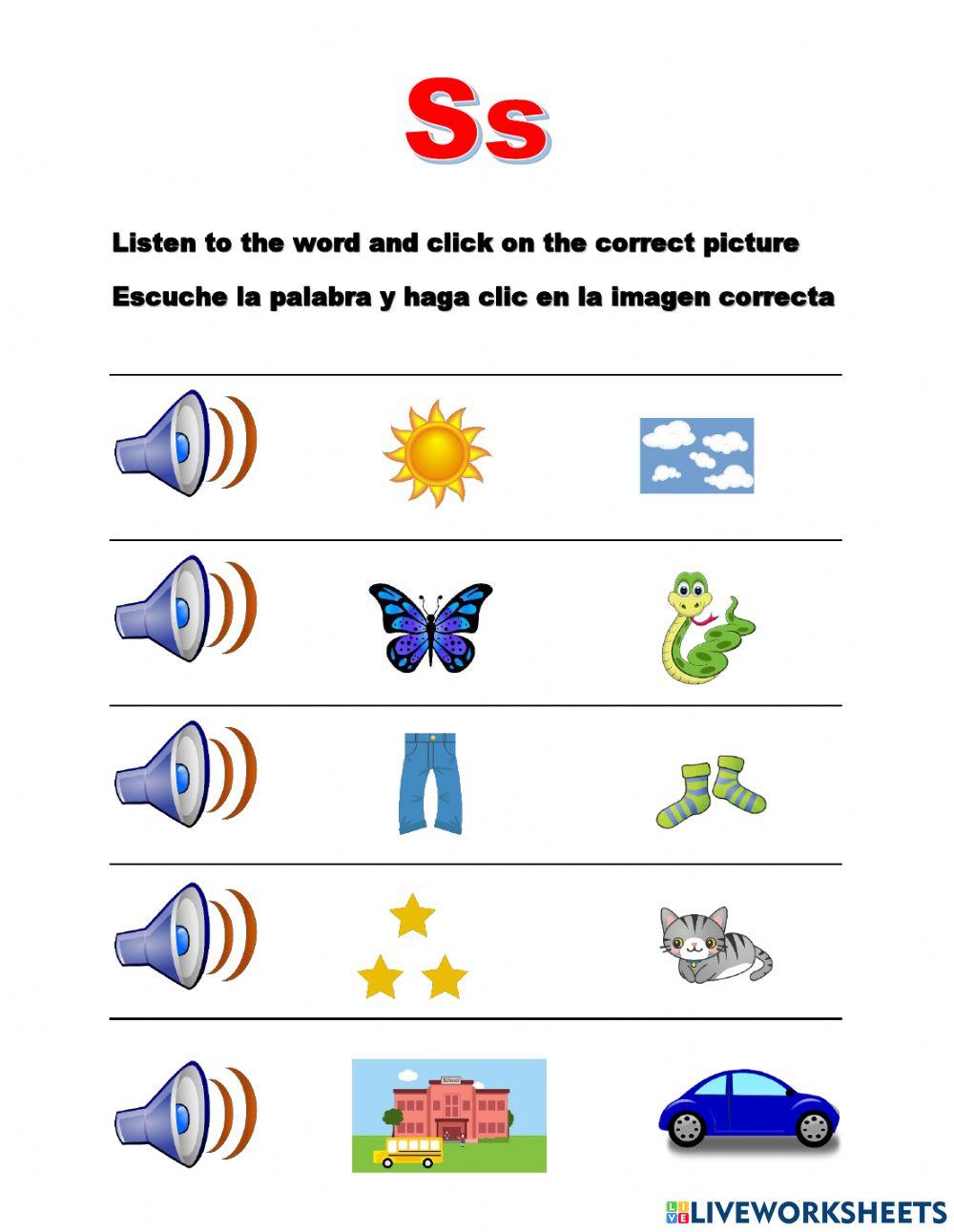 Letter S Listen and Check