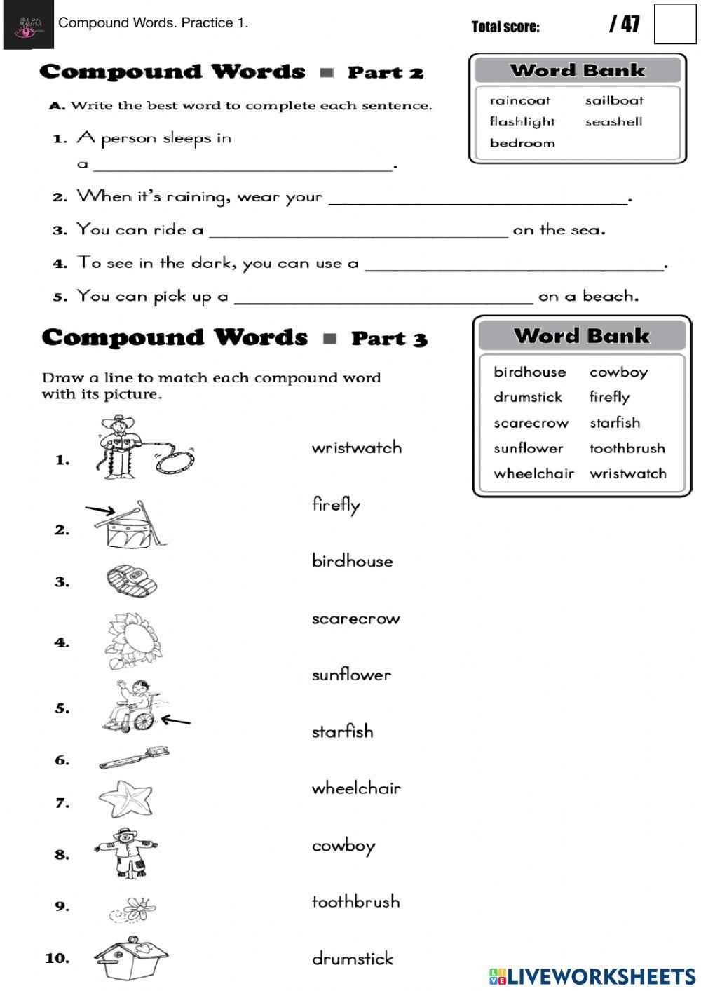 Compound Words. Practice 1.