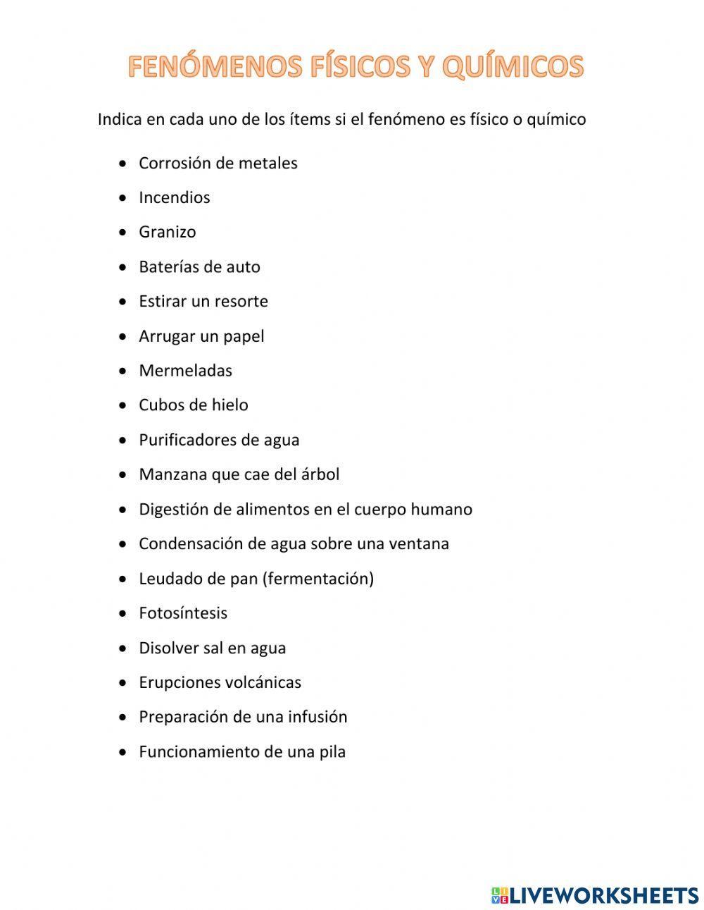 Fenómenos físicos y químicos