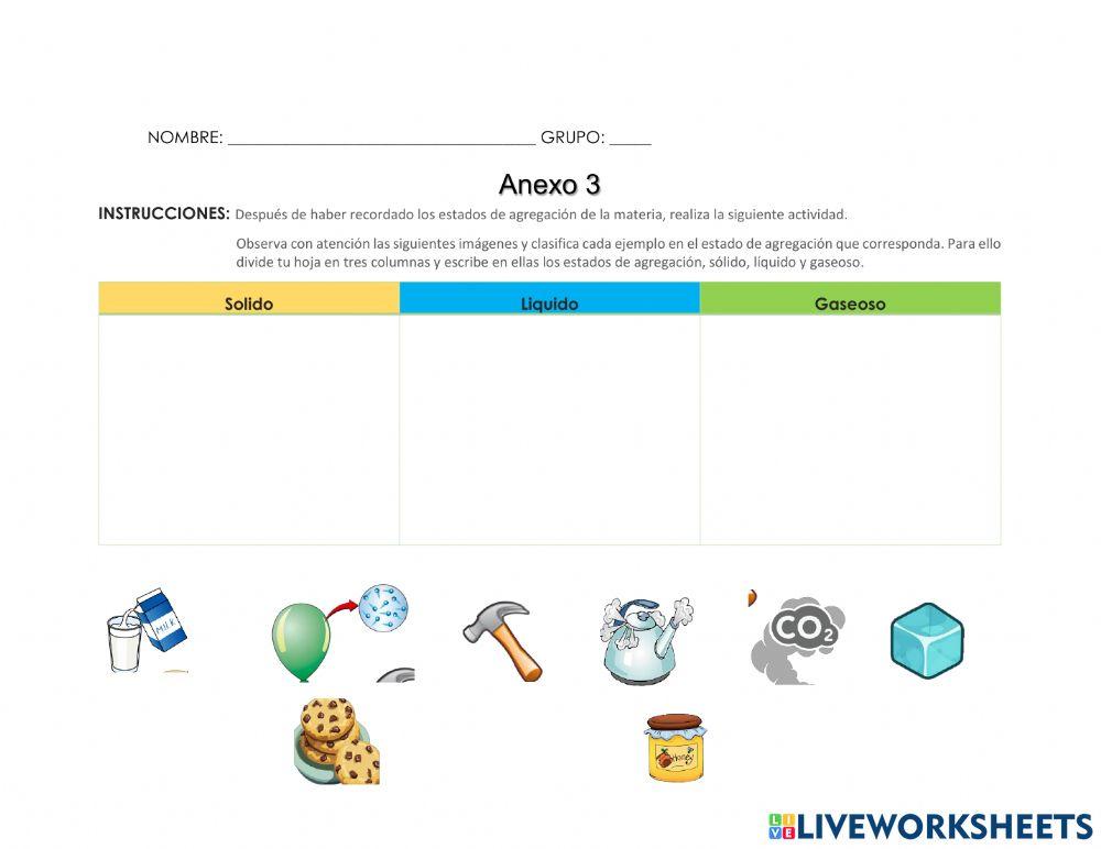Clasificación de los materiales según su estado
