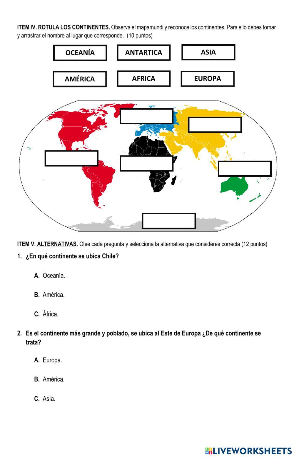 Evaluación Formativa Continentes