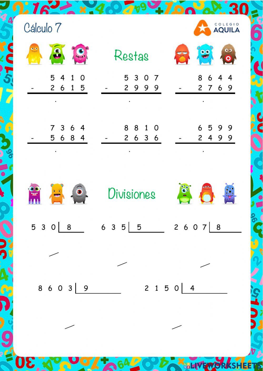 Calculo T3 - 7-2 restas y divisiones