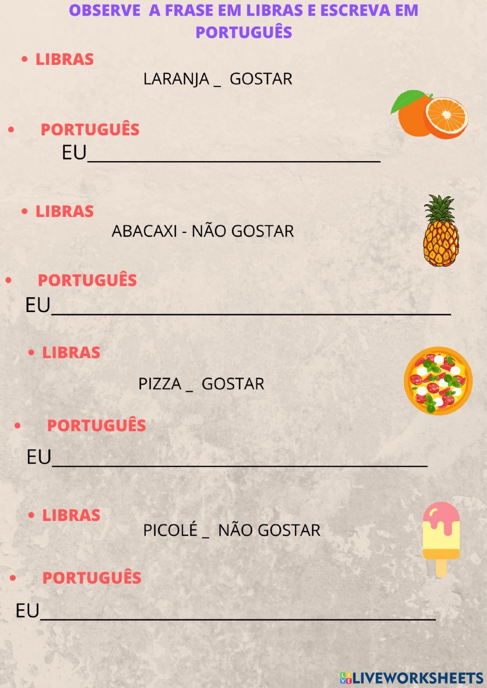 Frases em libras e portugues